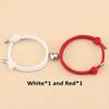 2pcs/set Magnetic Heart Charm Braided Rope Adjustable Bracelets For Couples, Holiday Birthday Gift For Boyfriends / Girlfriends