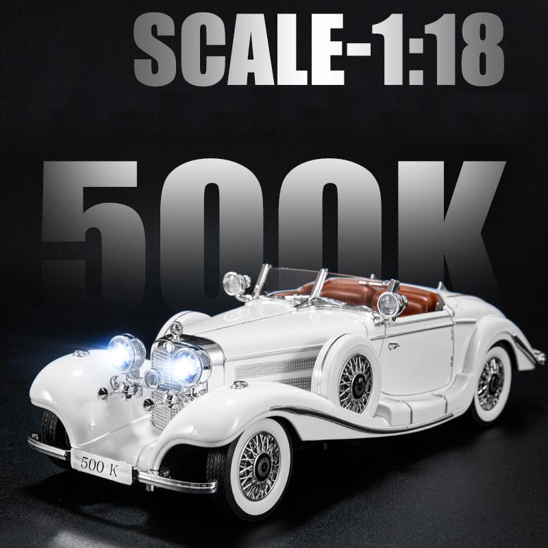 1/18 Mercedes-Benz 500K 1936 Alloy Die Cast Toy Car Model Sound and Light Children's Toy Collectibles Birthday gift