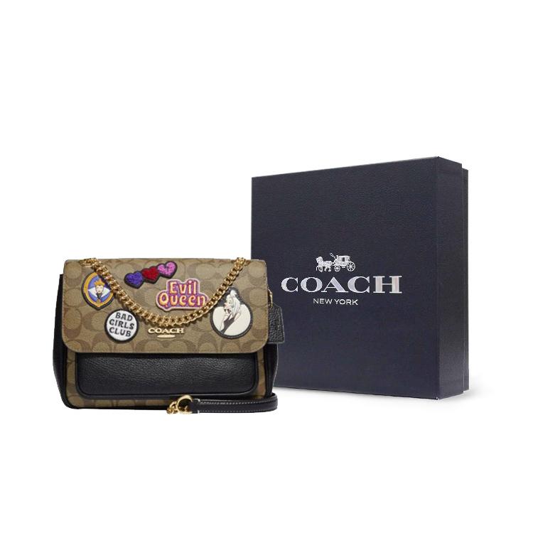 New COACH Klare Artificial Leather Flap Bag Shoulder Bag Crossbody Bag Medium Size Women's Dark Khaki CC152-IME7V
