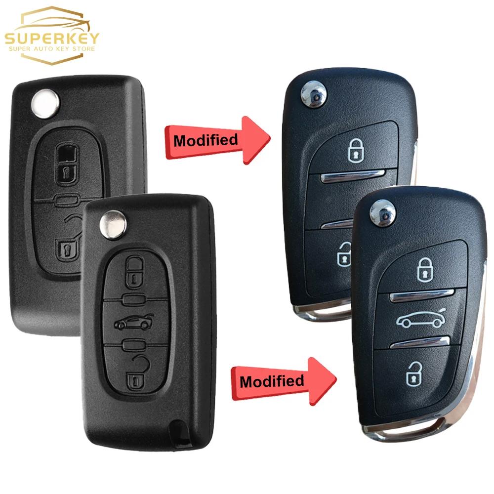 SUPERKEY Aangepaste Afstandsbediening Autosleutel Behuizing Klaphoes Voor Citroen C2 C3 C4 C5 Berlingo Voor Peugeot 207 307 308 407 607 HU83 VA2