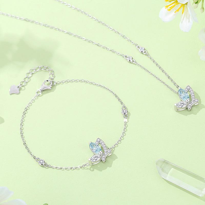 Original Blue Butterfly Bracelet Women's Pure Silver Forest Light Luxury Instagram Style Small and High End Feel Bracelet