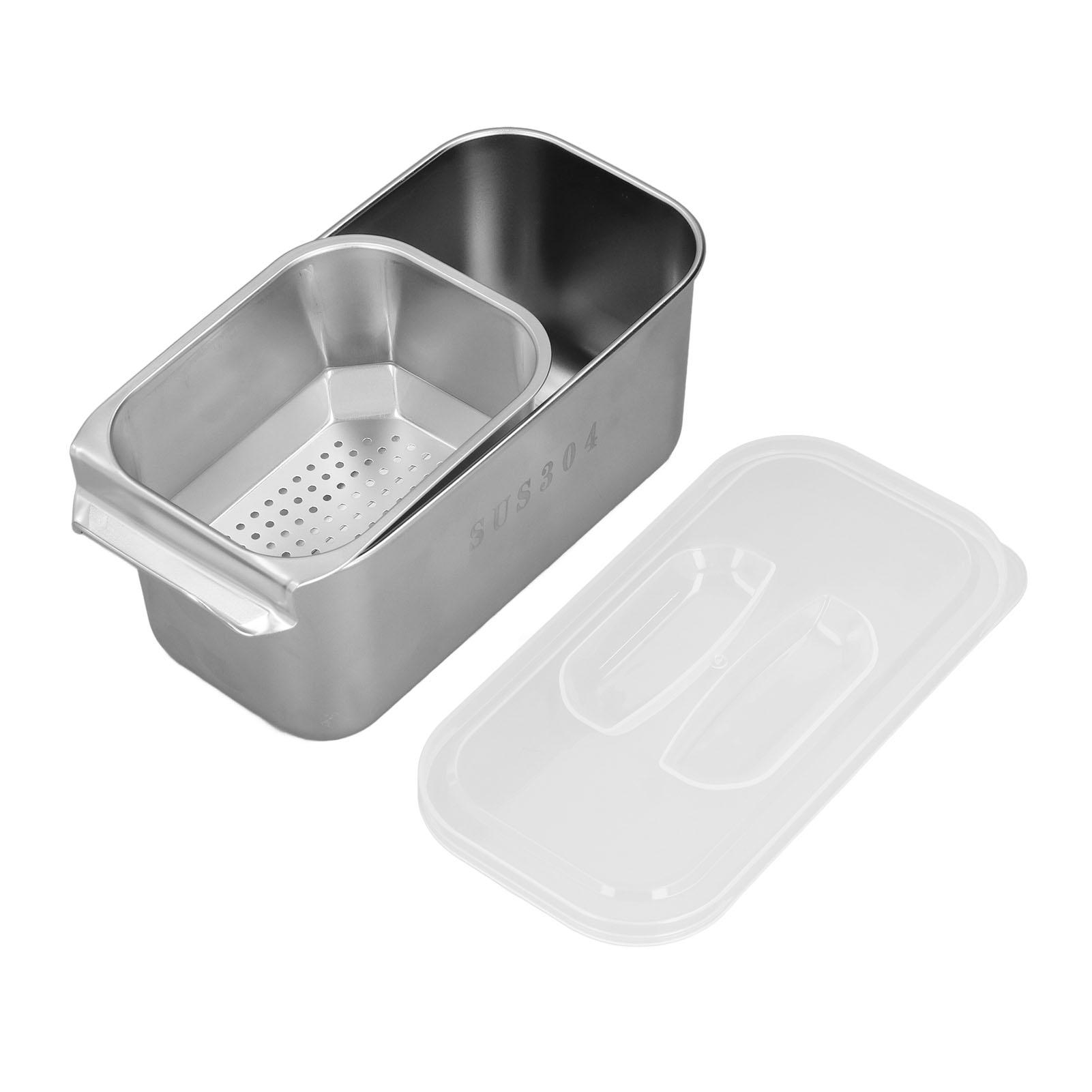 

304 Stainless Steel Snack Container Small Metal Bento Lunch Box with Removable Divider and Lid for School Travel Work L