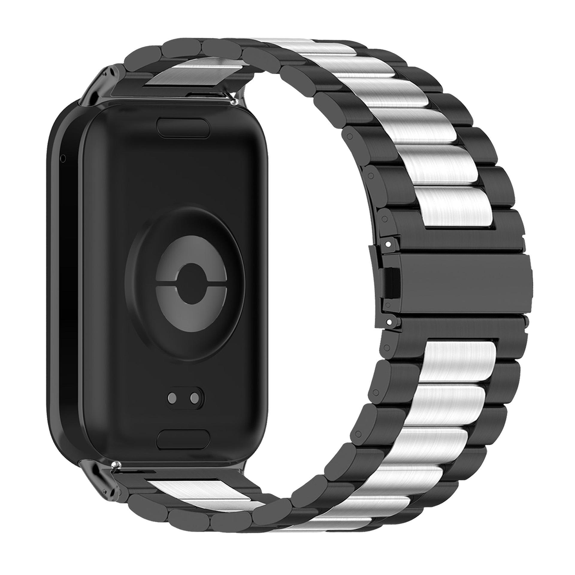 

For Xiaomi Smart Band 8 Pro Watch Band Stainless Steel Watch Strap with Tool,Spring Bar Black/Silver/Black