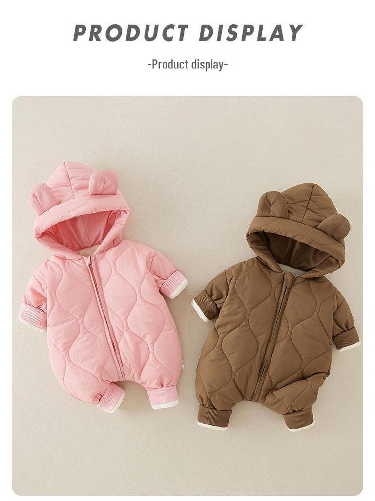 Class A Baby Autumn & Winter Quilted Jumpsuit - Warm Cotton-Padded Newborn Crawling Suit