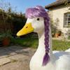 Porch Goose Wig Cute Goose Statue Braid Wig Funny Double Braids with Adjustable Elastic Band for Lawn Goose Statue Yard Garden Outdoor Decoration