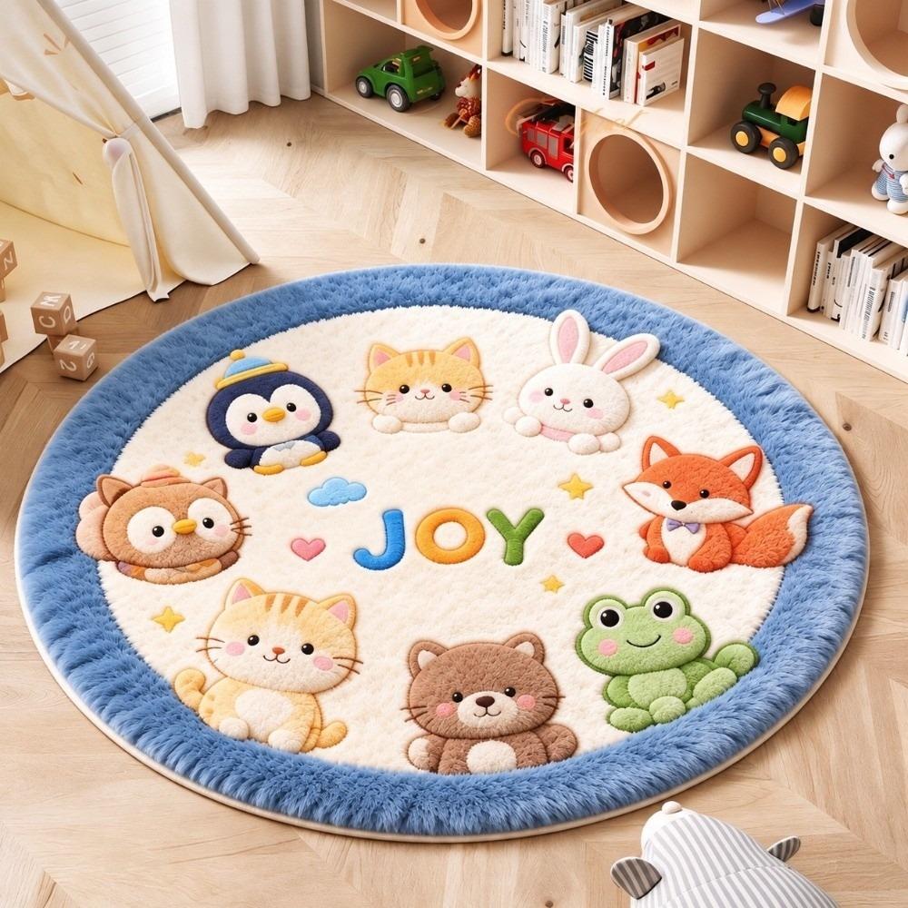 Imitation Cashmere Animal Round Carpets Soft Bedside Carpet Home Decorative Carpet Home Decor