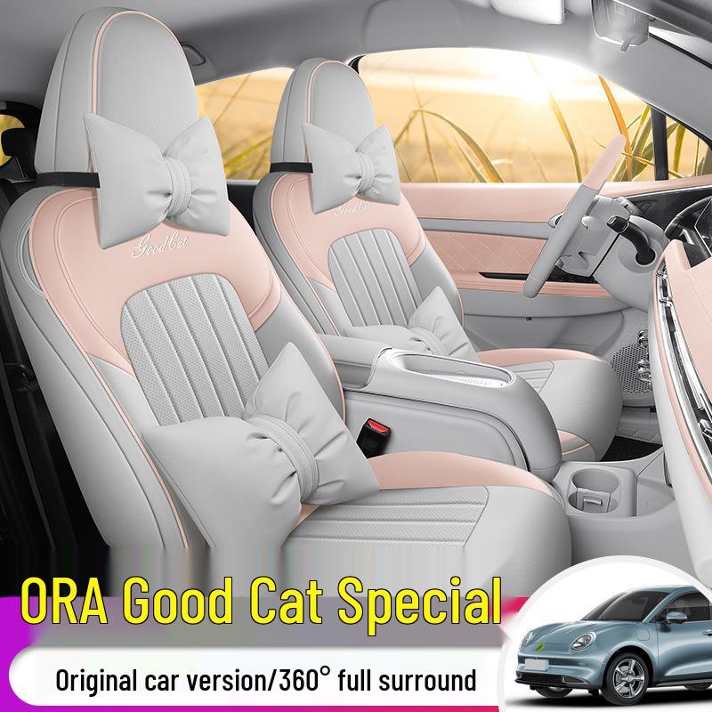 ORA Good Cat GT Universal Leather Car Seat Cover - Cartoon Design, Four Seasons, Full Surround