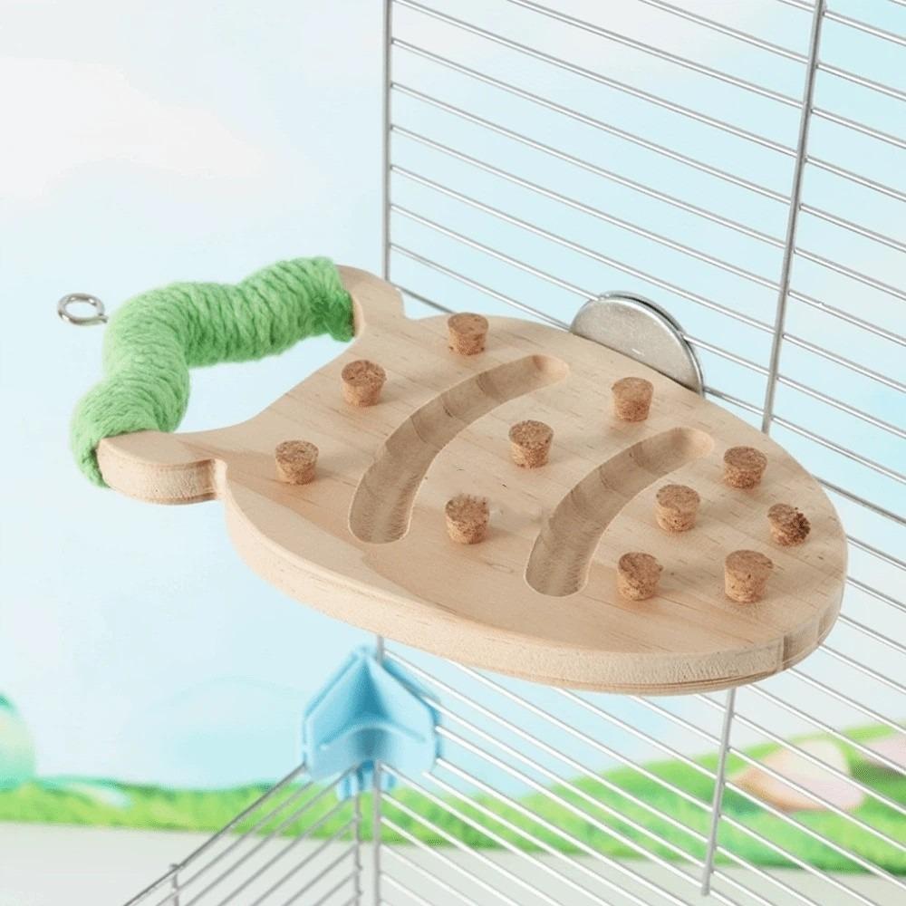 

Wear-Resistant Bird Perch Stand Wooden Bird Chewing Toys Parrot Puzzle Toys Interactive Style B