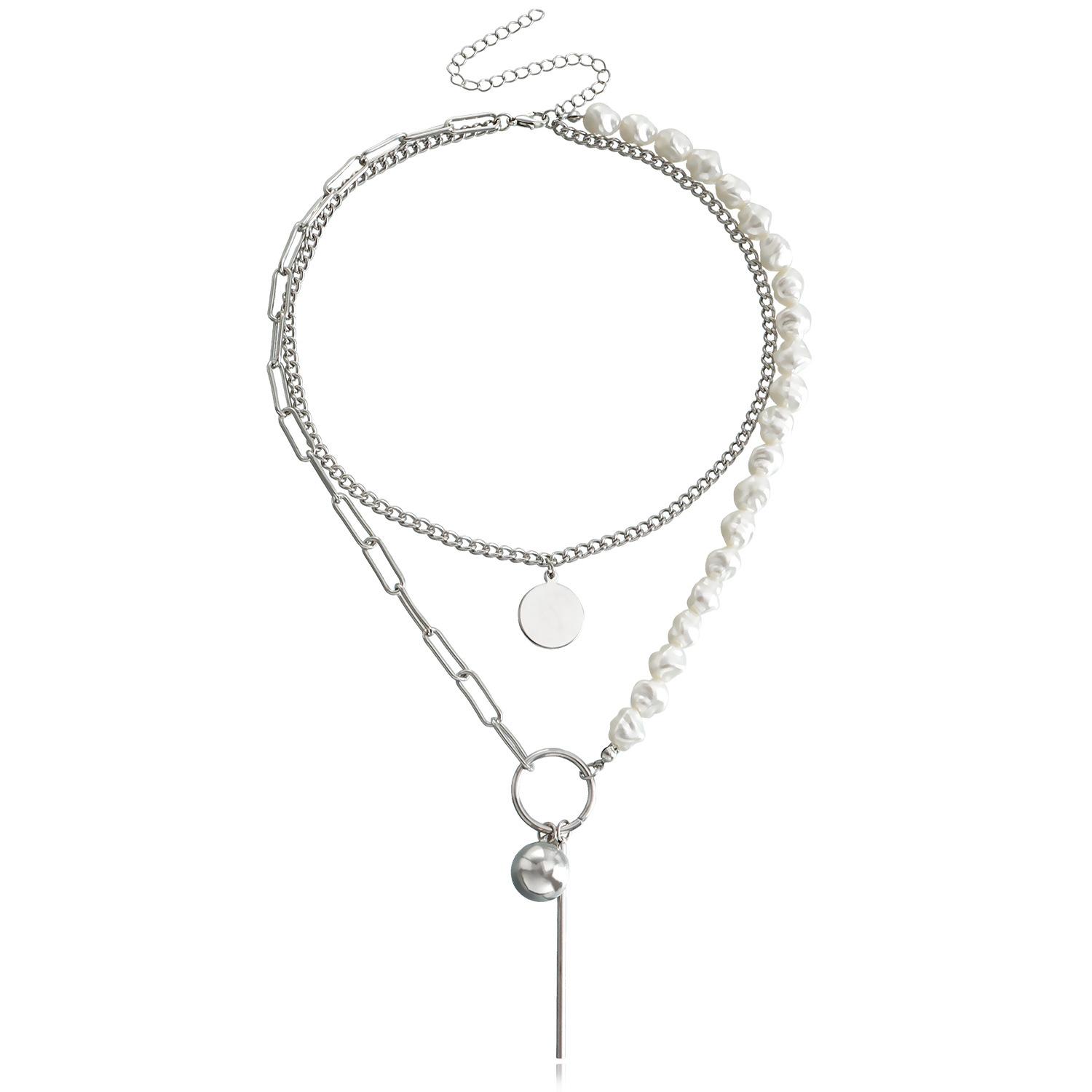 

Европейская и американская бижутерия Сплетенная цепочка Имитация барочного жемчуга Специальной формы Ожерелье Геометрический шар Подвеска в виде длинной палочки Цепочка на шею