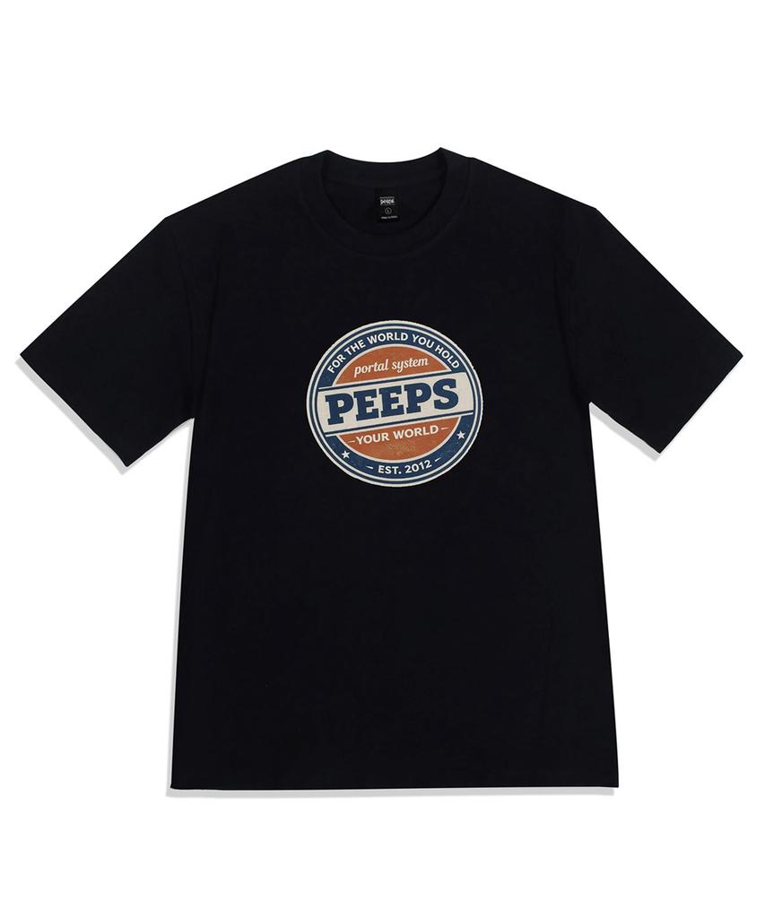 PEEPS System Badge Ss Tee (Black/White) Oversized Short Sleeve Tee