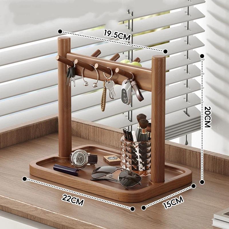 Rustic Entryway Shelf Key Holder Wooden Storage Rack Tabletop Organizer Display For Glasses Watches Home Decor