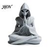 Bookcase Alien Figurine 3D Printed Meditation Statue, Zen Desk Decor Ornament, Soft Furnishing Accent Cute Extraterrestrial for Home Office,