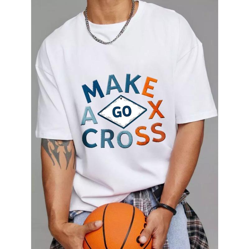 

White T Shirt Make A Go Cross Graphic Print Casual Wear for Men and Women Streetwear Fashion Style S