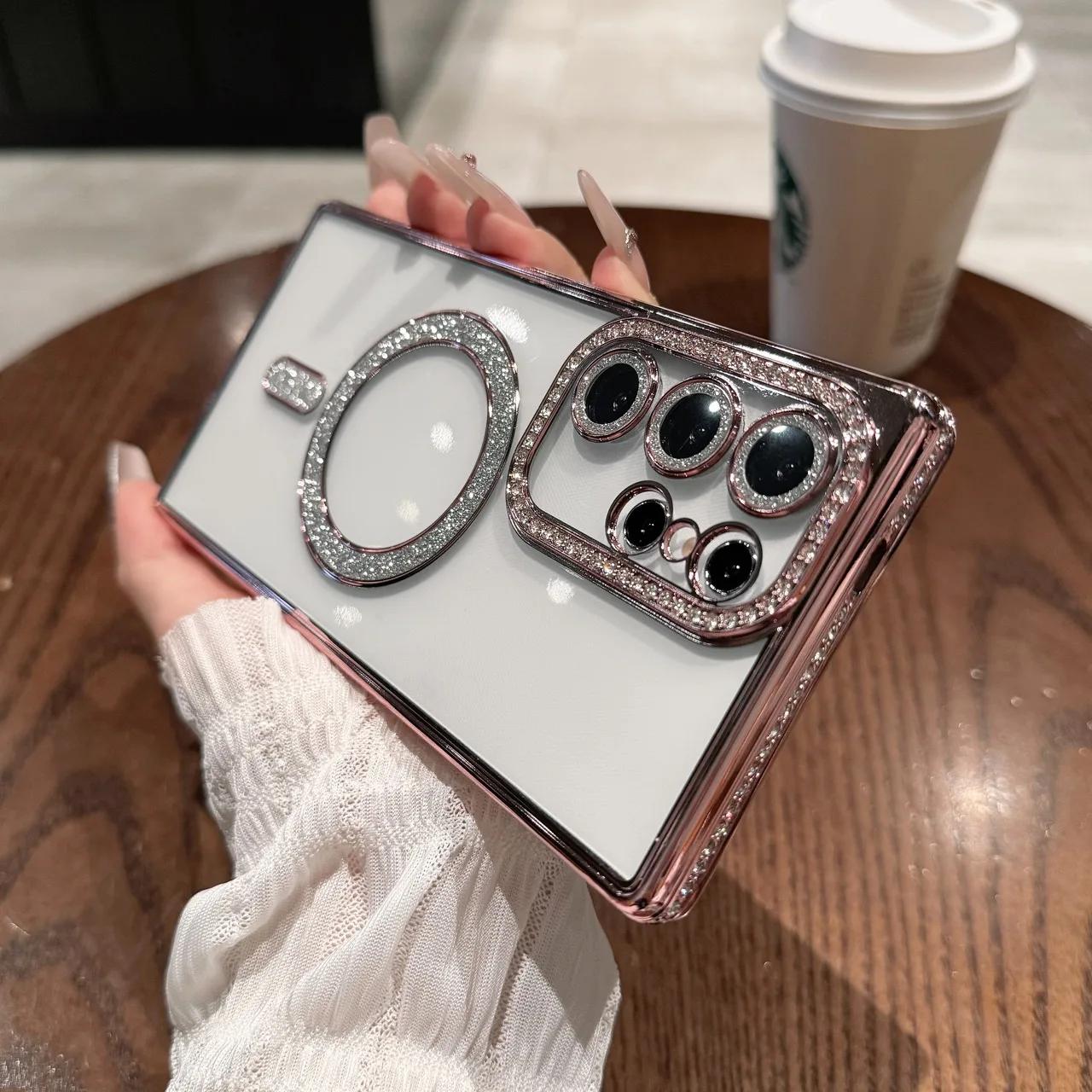 

Magnetic Diamond Case for Magsafe Samsung Galaxy S25 S24 Ultra S23 Plus A56 A36 A55 A35 A15 A34 5g Women Girl Soft Phone Cover Galaxy A36 5G
