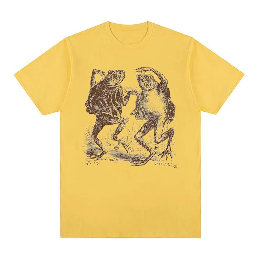 Men's fun dancing toad pattern printed 00% pure cotton short-sleeved T-shirt retro street clothing