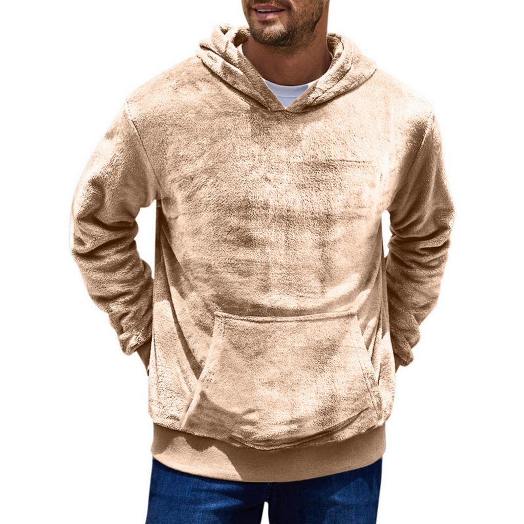 Sudadera de Hombre Oversize Holgada con Capucha Sudadera Suave y Peluda Casual Manga Larga
