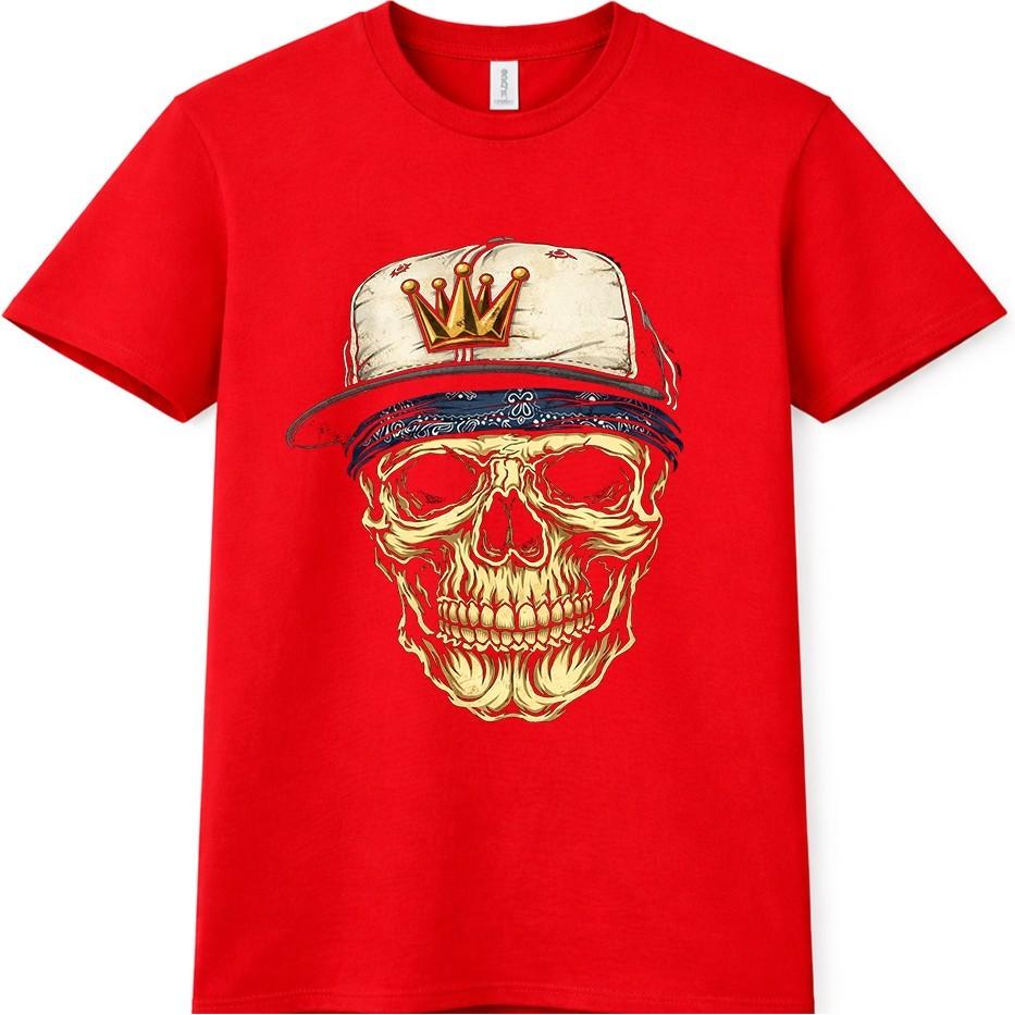 Gold Crown Skull TShirt Snapback Cap Hip Hop Street Style Gothic Graphic Tee S