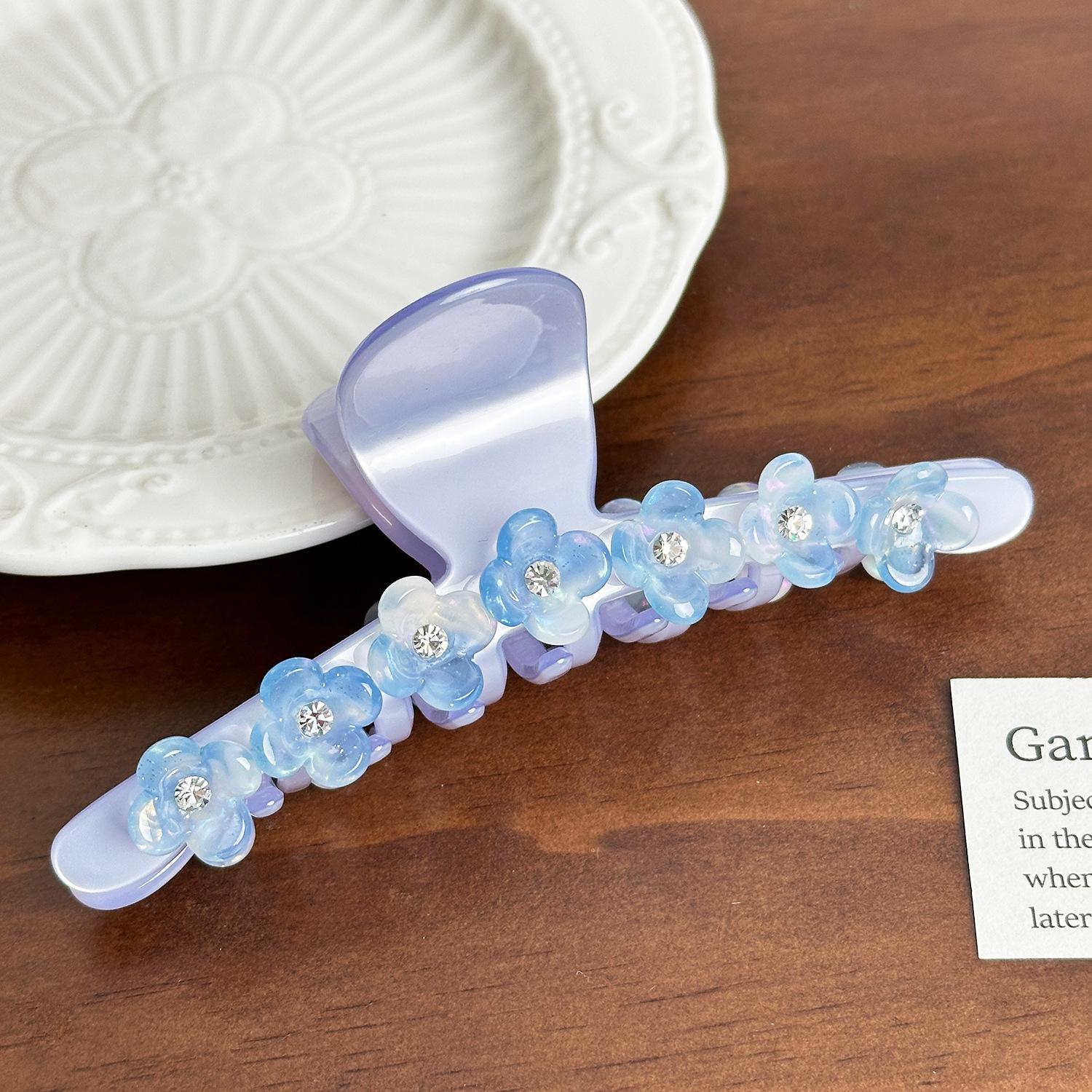 

Большой Дизайнерский Цветочный Ацетатный Зажим-Краб для Волос для Элегантных Высоких Причесок в Ярких Цветах Light Purple