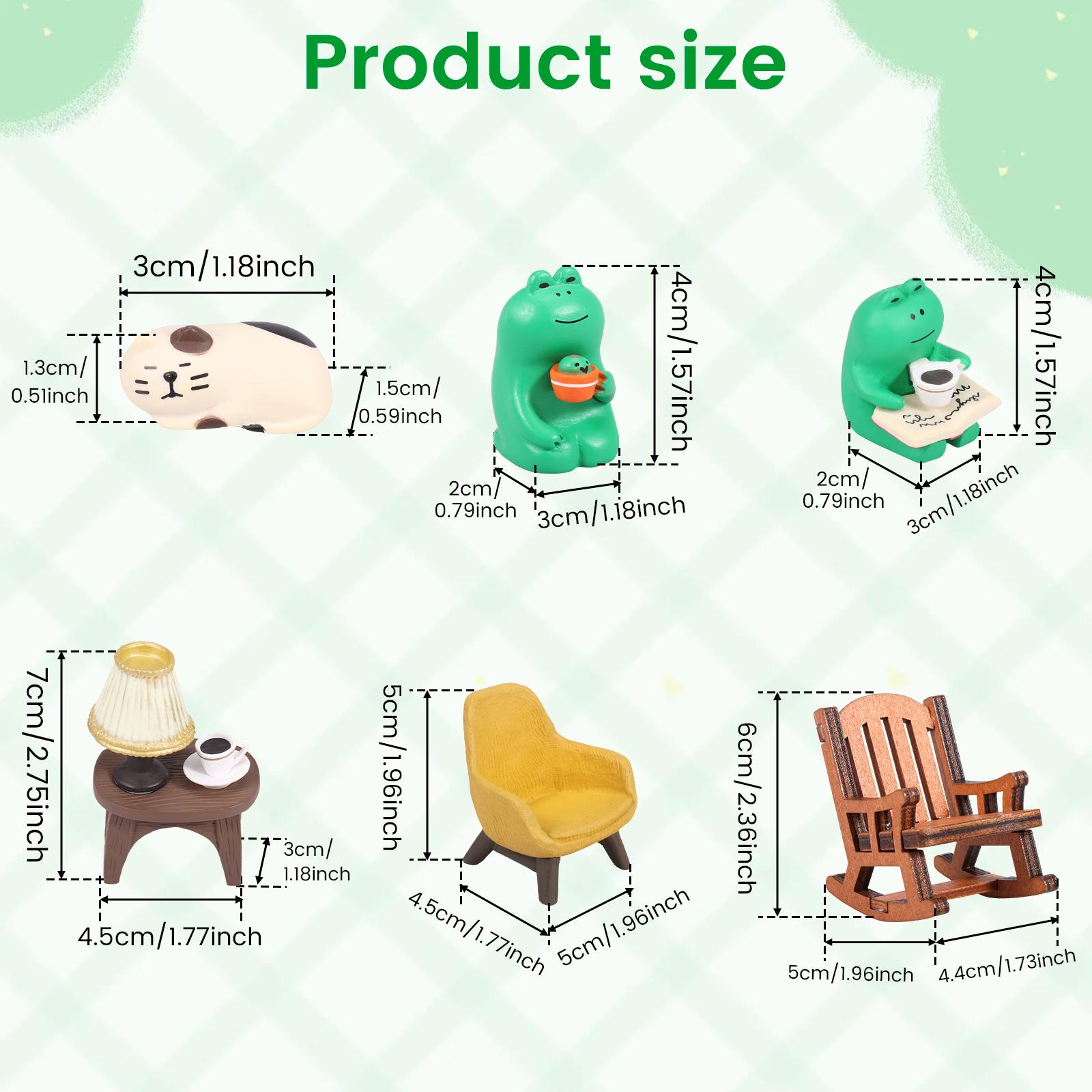 

Cute Frog Cat Animal Ornaments Resin Miniature Figurines Simulation Ornament Decor for Home Office Desktop Bookshelf Decoration