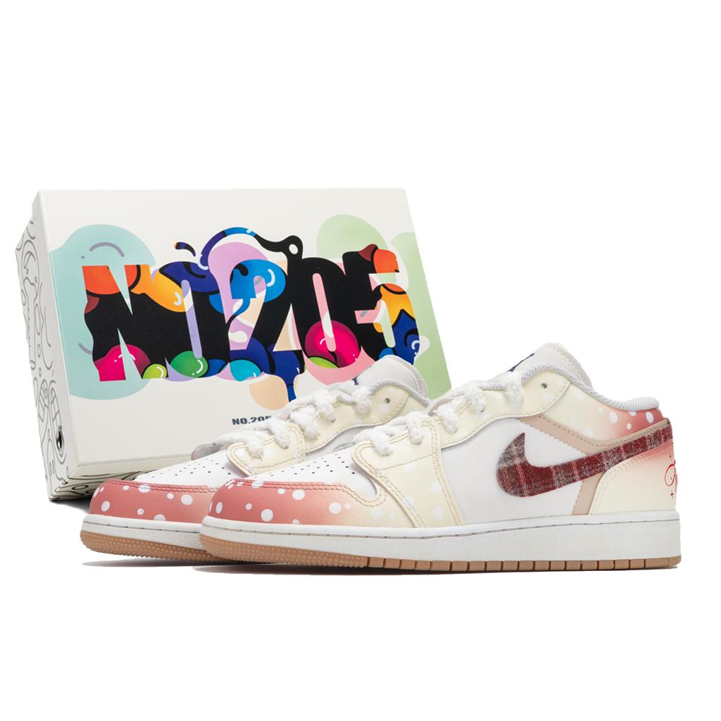 Jordan Air Jordan 1 Abrasion Resistant Abrasion Resistant Low Top Vintage Basketball Shoes Women's Ecru Red 553560-146(Team24-S-BOX)