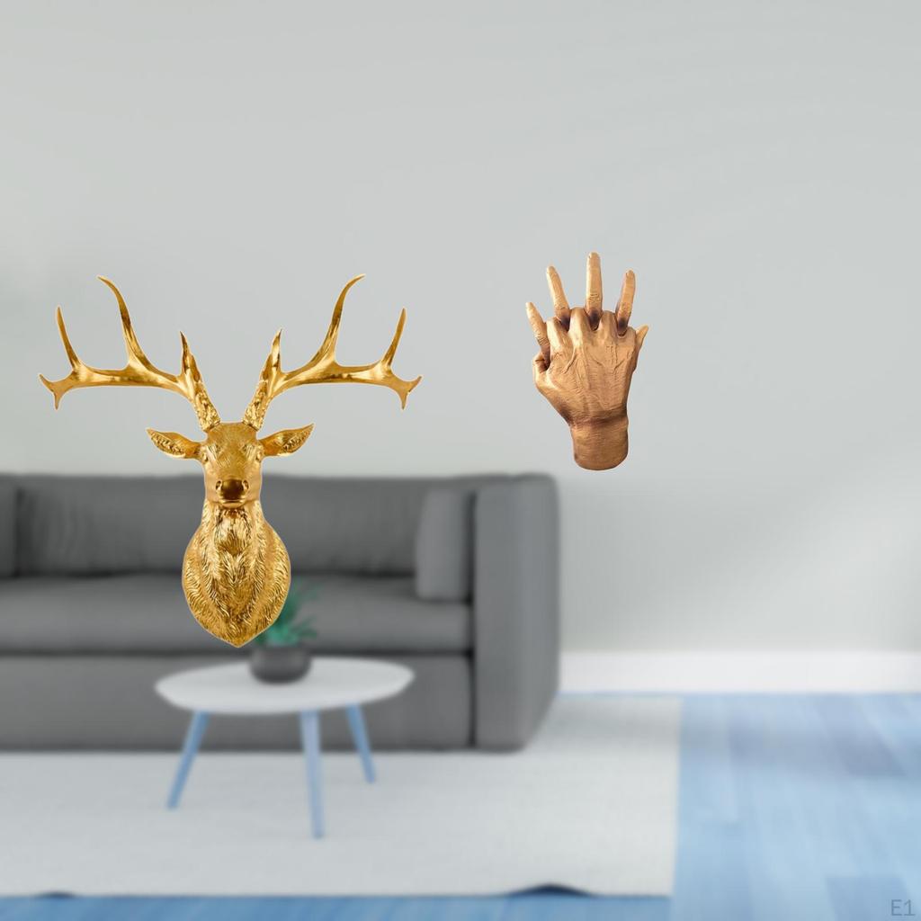 Resin Deer Head And Entwined Hands Sculpture Unique Wall Shelf Decor for Home Office Boho