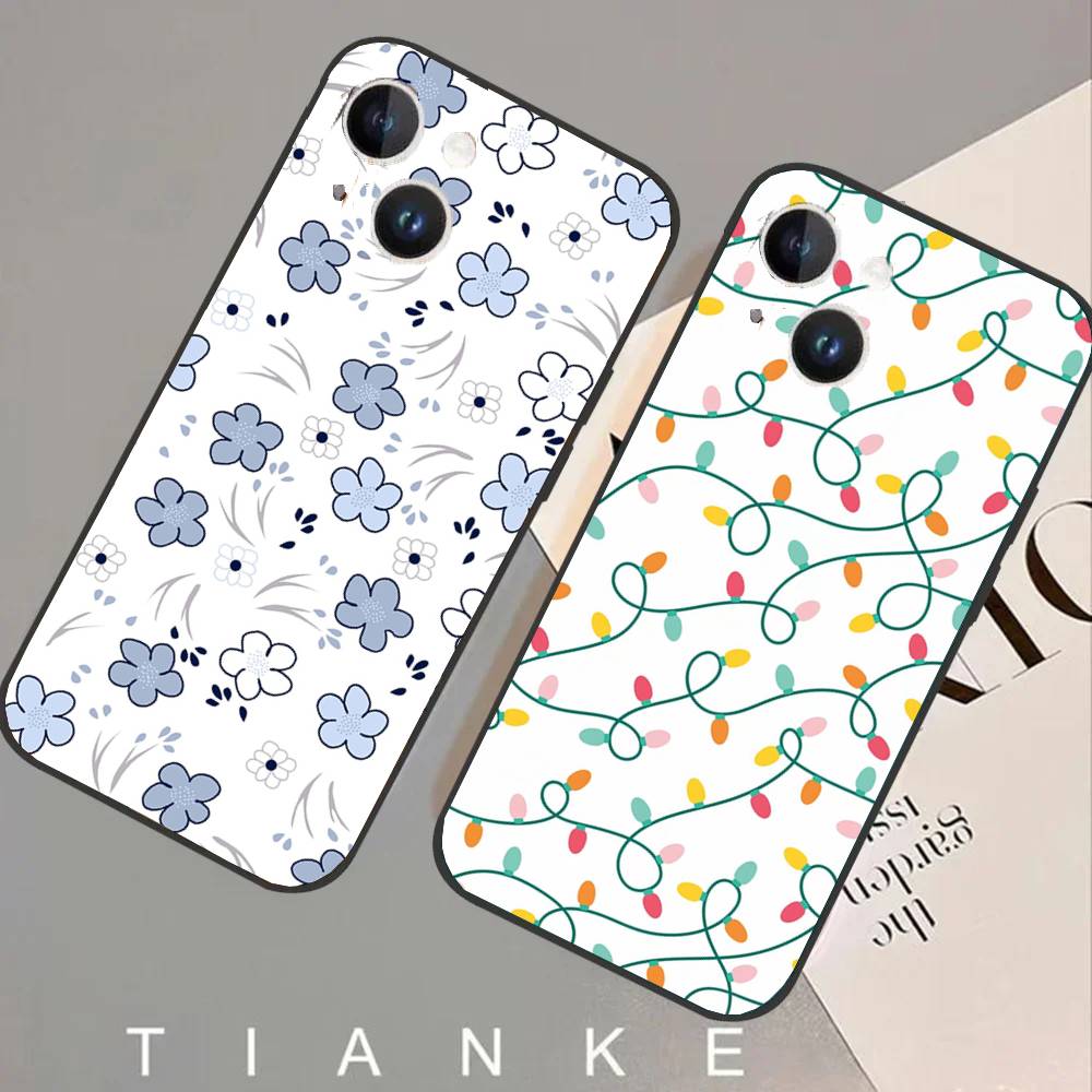 Flowers In Plain Color Phone Case For IPhone 17 Air 16 15 14 13 Pro Max 11 12 Black Silicone Cover