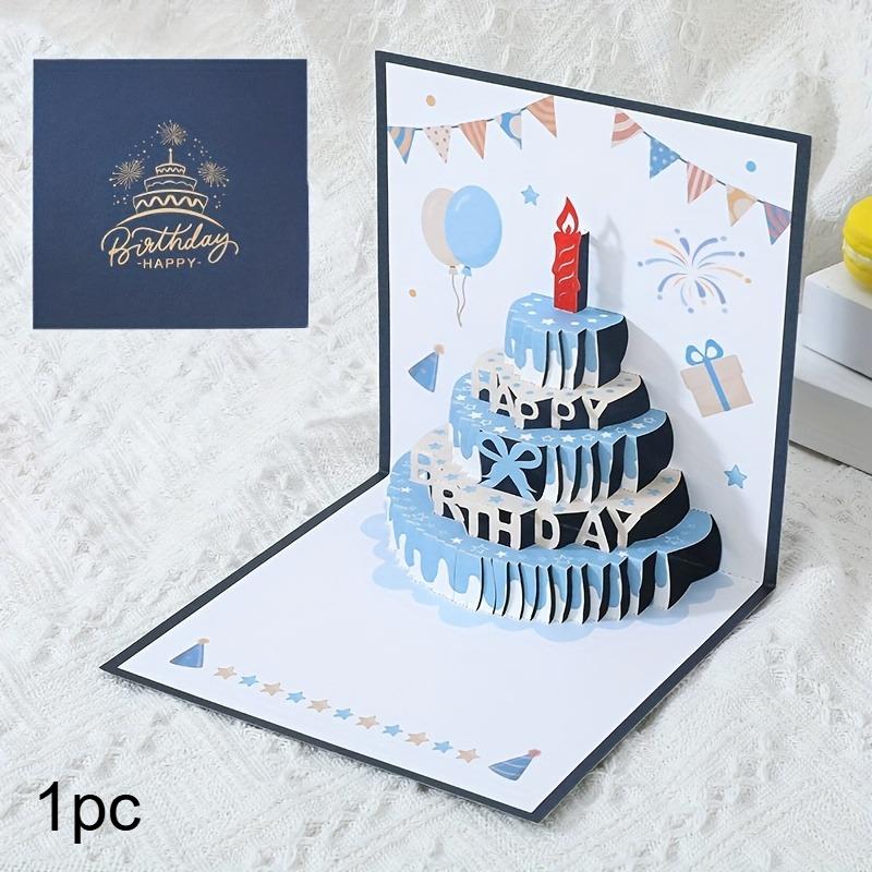 1 ks Pohlednice k narozeninám 3D design dortu s barevným a roztomilým pop-up stylem, ideální pro dárky a obsahuje obálku.