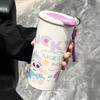 Water Bottle Cartoon Colorful Vacuum Coffee Cup Creative Car Water Cup Portable Girls Stainless Steel Double Drink Thermos Cup