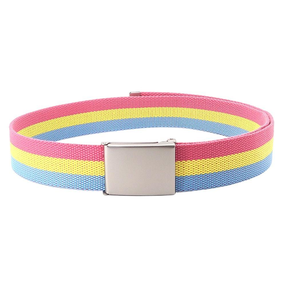 Colorful Metel Buckle Belt Adjustable Nylon Braided Belt Fashion Waistband  Unisex