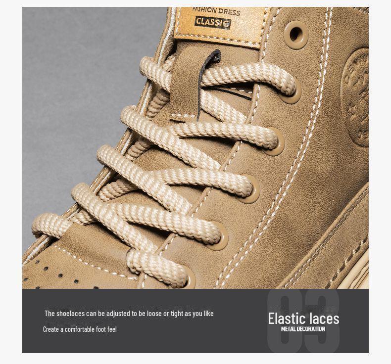 Męskie buty Martin za kostkę w stylu retro - Casualowe skórzane buty robocze