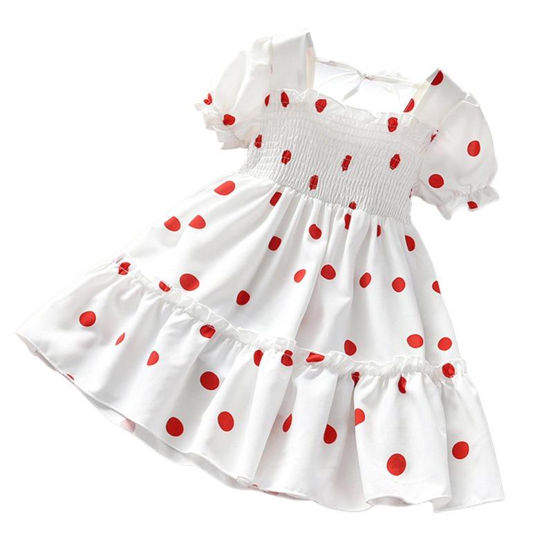 Barn Jenter Mote Kortermet Polka Dot Kjole Stilig Kjole for Barn Baby Girls