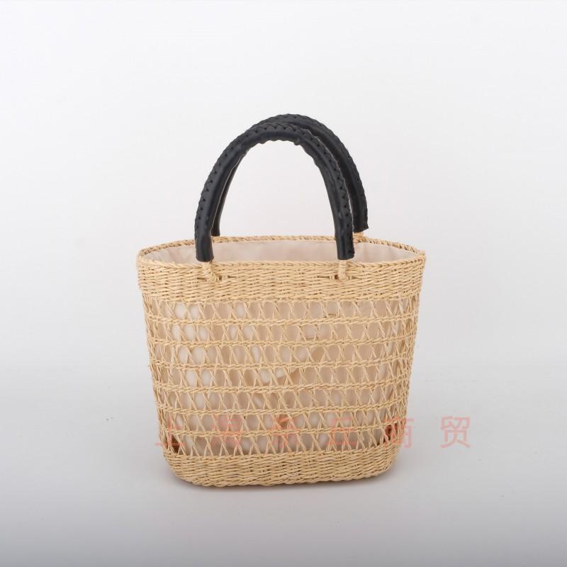 Woven Straw Handbag Women Small Vertical Square Tote Beach Bag Casual Daily Use