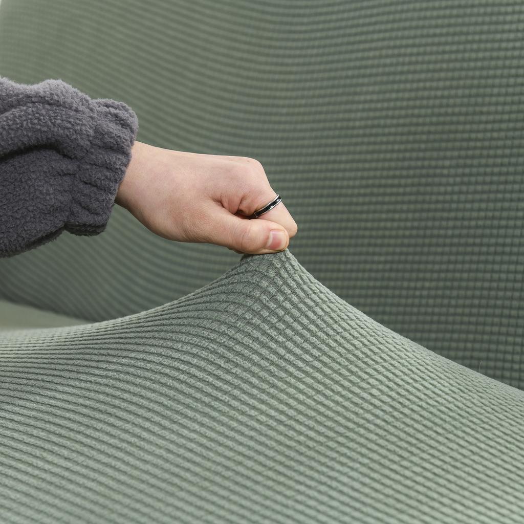 Premium Jacquard Sofa Cover for 1/2/3/4 Seater Thick Polar Fleece Fabric Elastic Fit Solid Print L Shape Corner Couch Protector