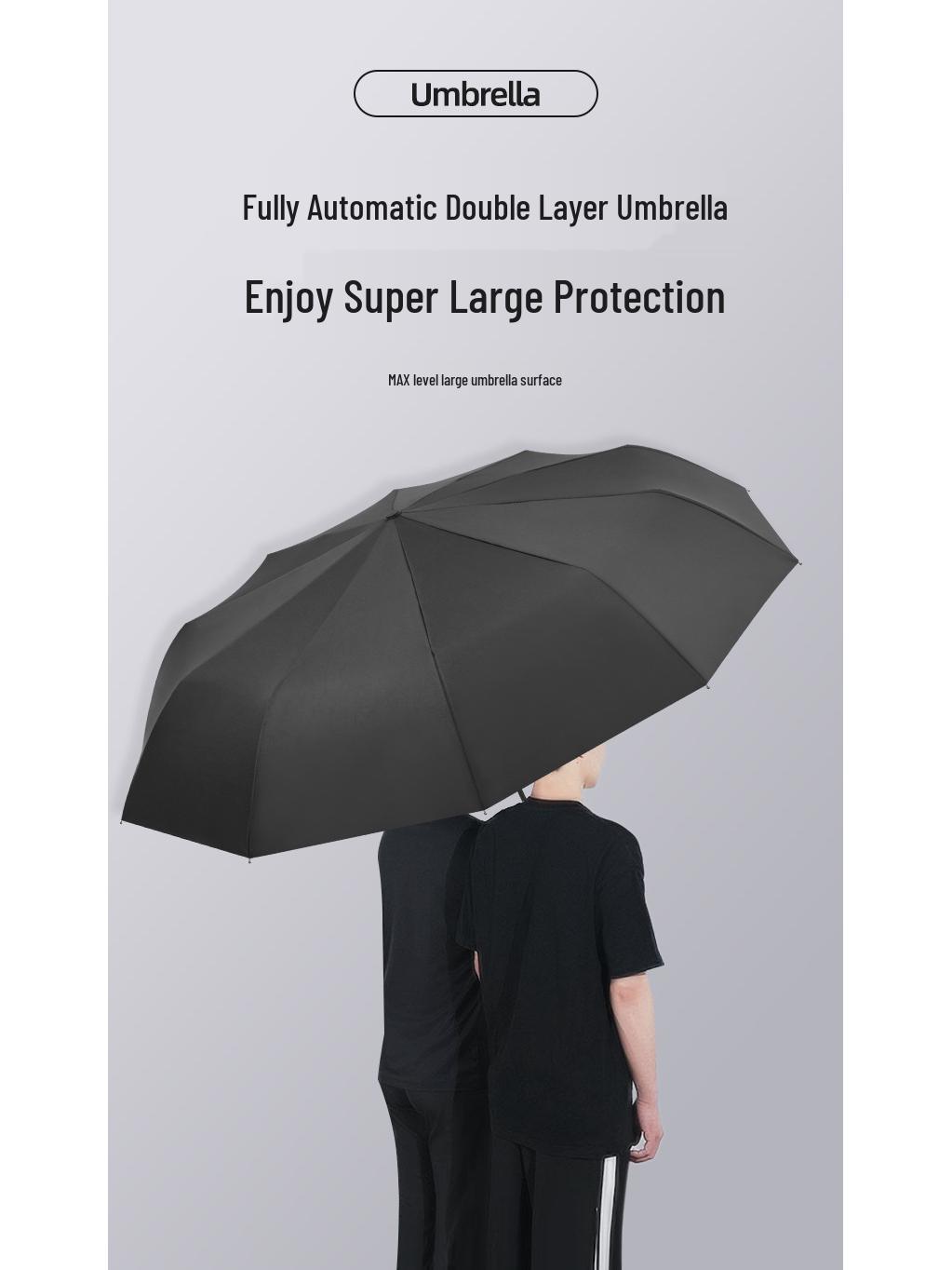 

Высококачественный автоматический ветрозащитный зонт с 10 спицами, двойного сложения, для солнца и дождя Purple - Double Layer Fabric Umbrella