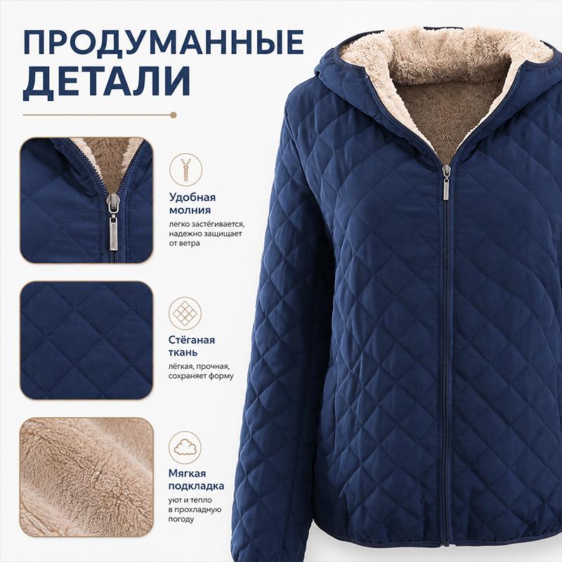 Casual Women Diamond Quilted Hooded Coat, Plush Fleece Inner Lining Full Zip Light Padded Jacket, Convenient Side Pockets Warm Outerwear