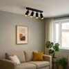 Lampa Sufitowa Nowoczesna Czarna Listwa Ruchome Reflektorki Złote Elementy 4Xgu10 10W Mica Milagro