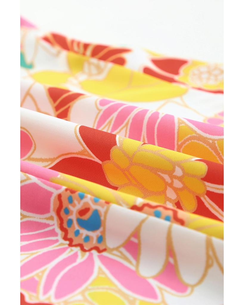 Azura Exchange Květinový top s volánkovými rukávy a stojáčkem