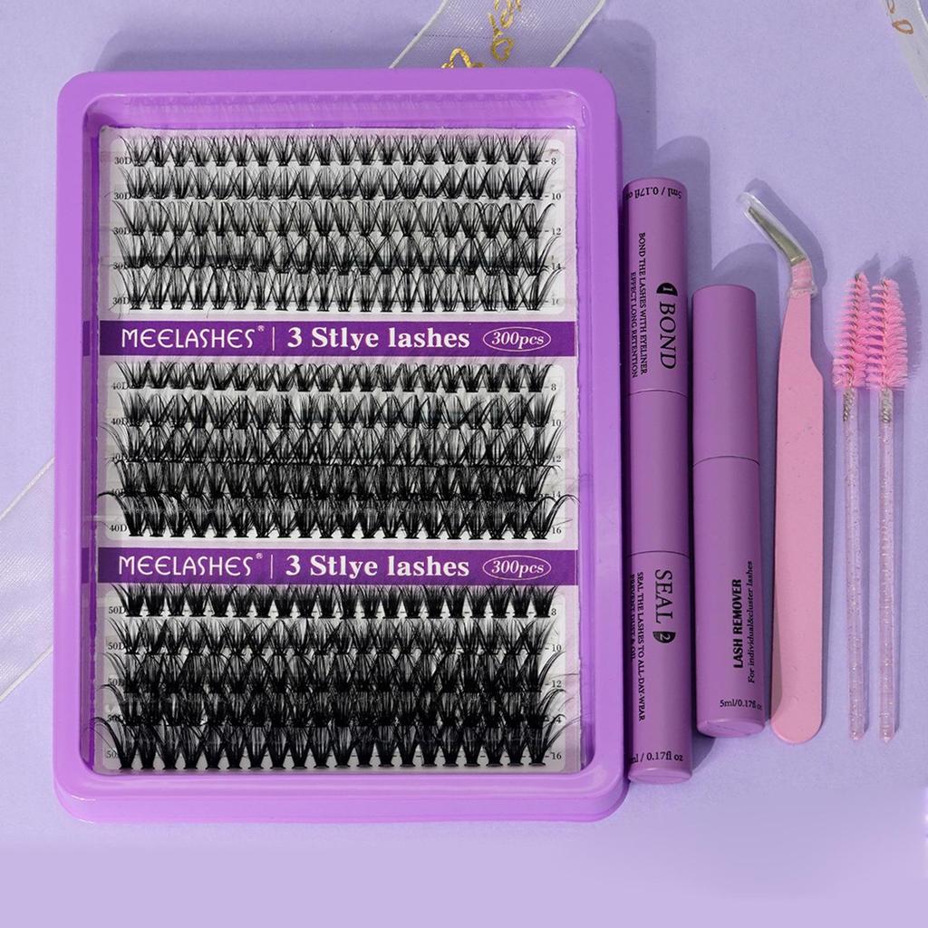 Cross-Border DIY Individual Cluster Lashes: Dense, Thick, Long, Root-by-Root, Clear Mixed, Large Capacity.