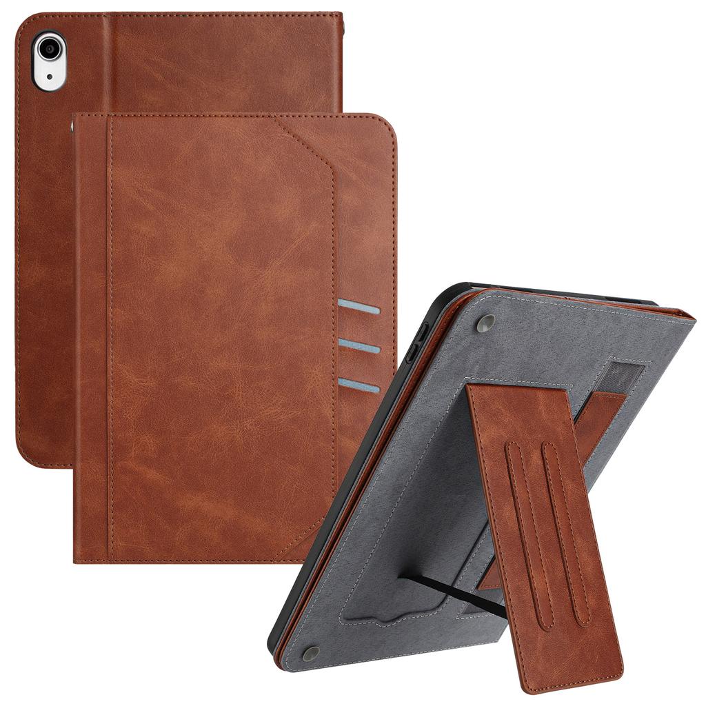 For iPad mini (2021) Wallet Case Auto Wake/Sleep Leather Flip Tablet Cover Cowhide Texture