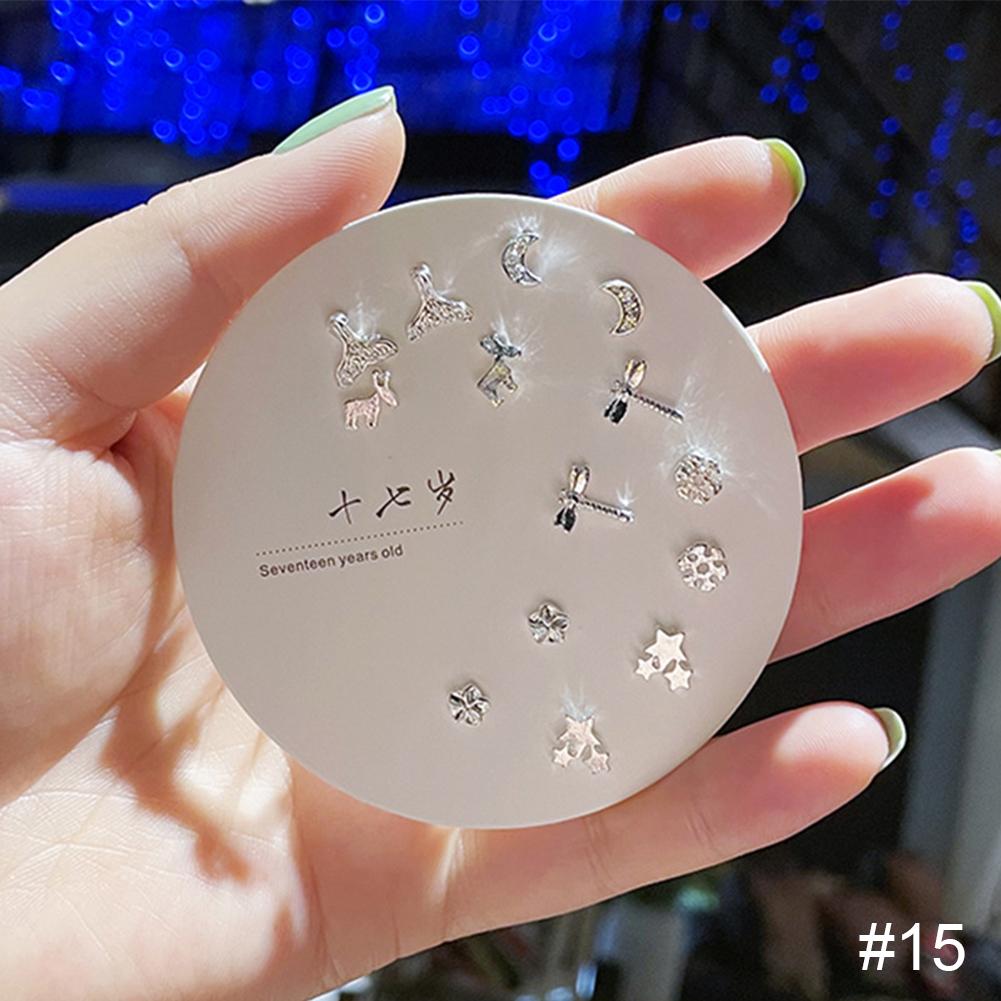 

Изысканный маленький набор серег на одну неделю, темпераментные простые серьги-гвоздики, нежные серьги из сплава, ювелирные украшения для женщин 15