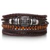 4pcs Casual Vintage Leather Adjustable Bracelet Set, Suitable For Men's Daily Wear, Birthday, Party, Date, Gift