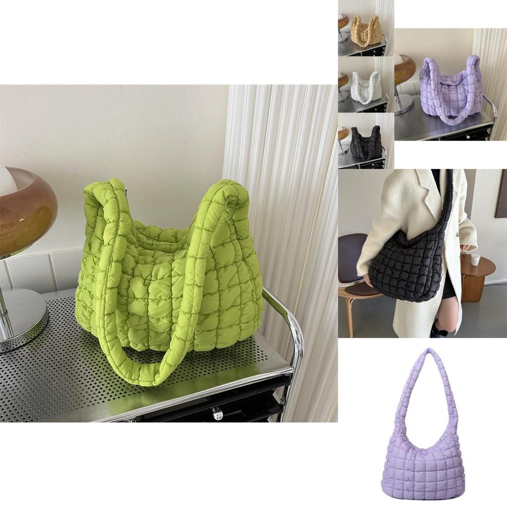 Трендова велика сумка-тоут «Хмара» для жінок у чорному, білому, хакі, фіолетовому та зеленому кольорах, модний стиль