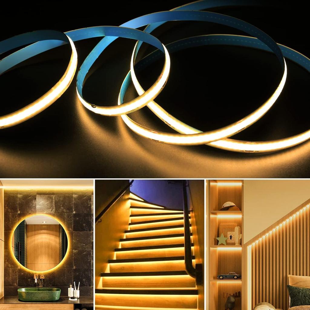 5V USB COB LED Strip Light Warm Cool White 320 LEDs Flexible Ribbon DC Night Lamp TV Backlight Home Decor