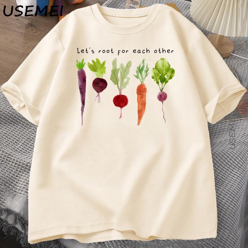 T-shirt Verdura Radici per l'Altra T-shirt Giardinaggio Uomo Donna Vegano Carota T-shirt Casual Manica Corta Cotone Abbigliamento Uomo