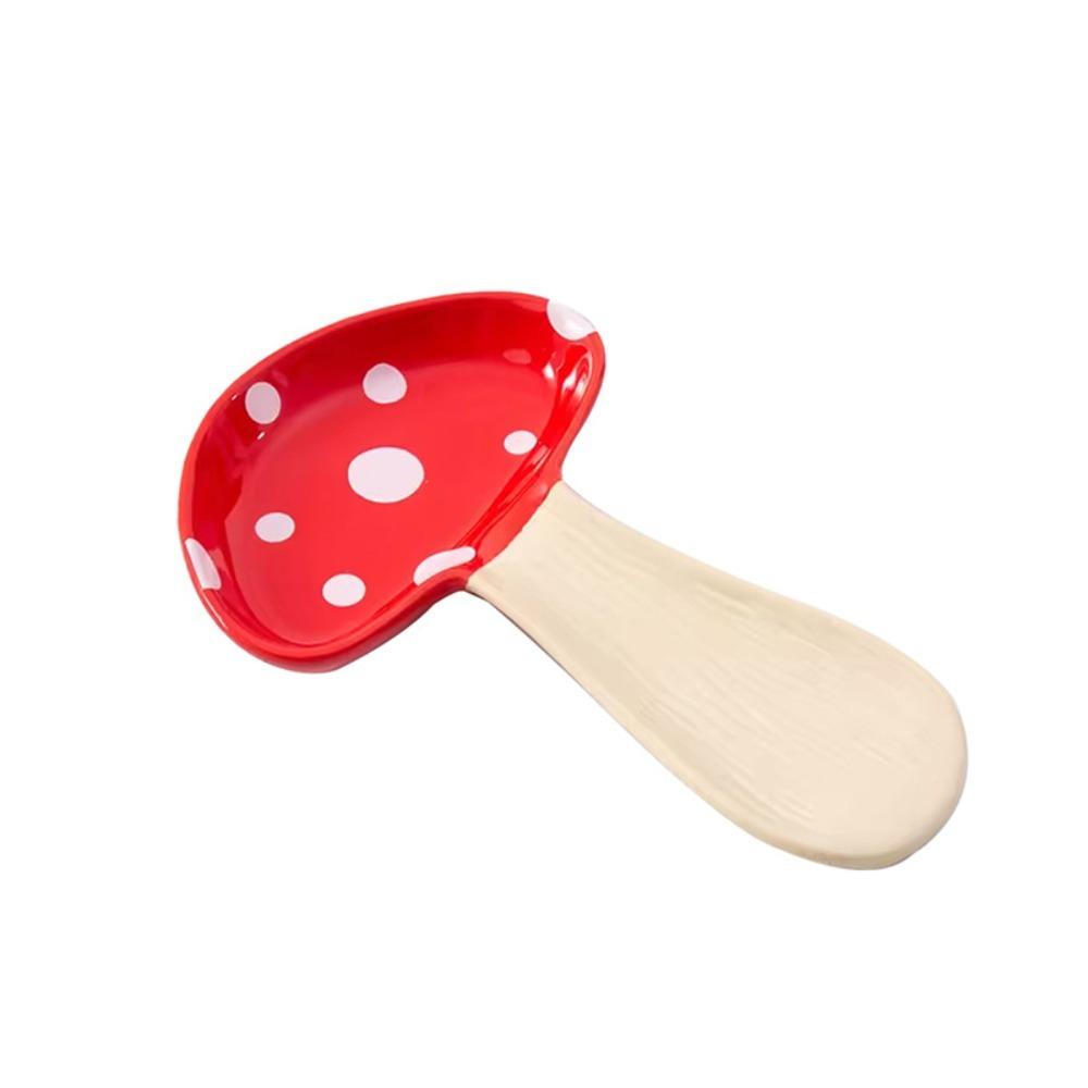 Non-slip Bottom Ceramic Mushroom Spoon Rest Cartoon Ladle Holder  Serving Spoon Spoon Rest