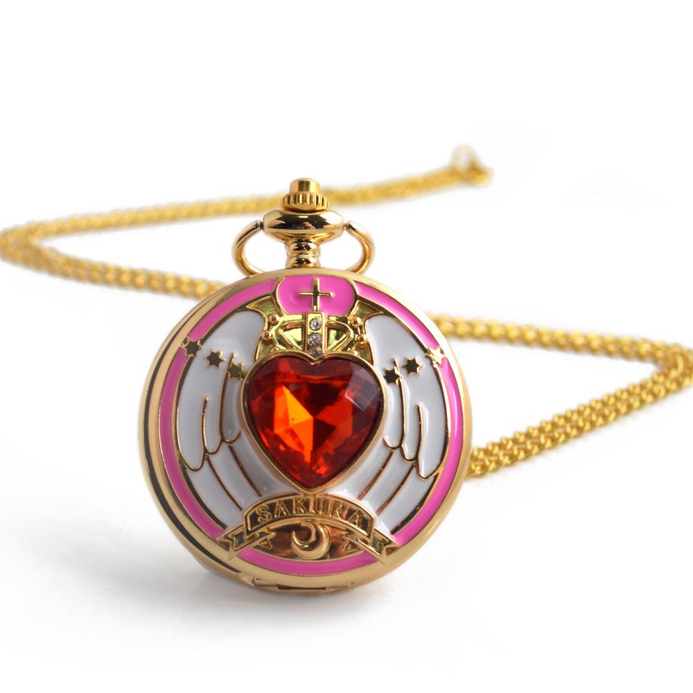 Cartoon Anime Sakura Taschenuhr Damen Quarzuhren Anhänger Zubehör