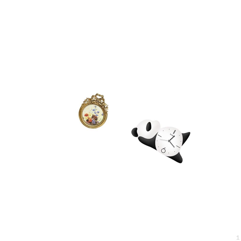 Ornate European Round Photo Frame And Panda Shape Wall Clock for Modern Cute Home Decor Wedding