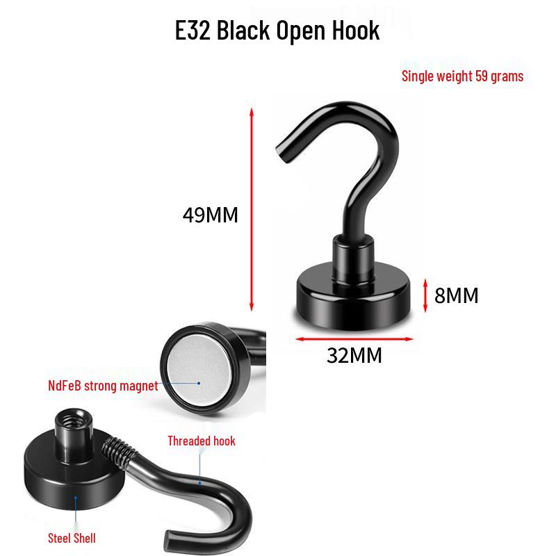 Strong NdFeB Magnetic Hook Refrigerator Sticker: No-Drill, Open, Round Magnet