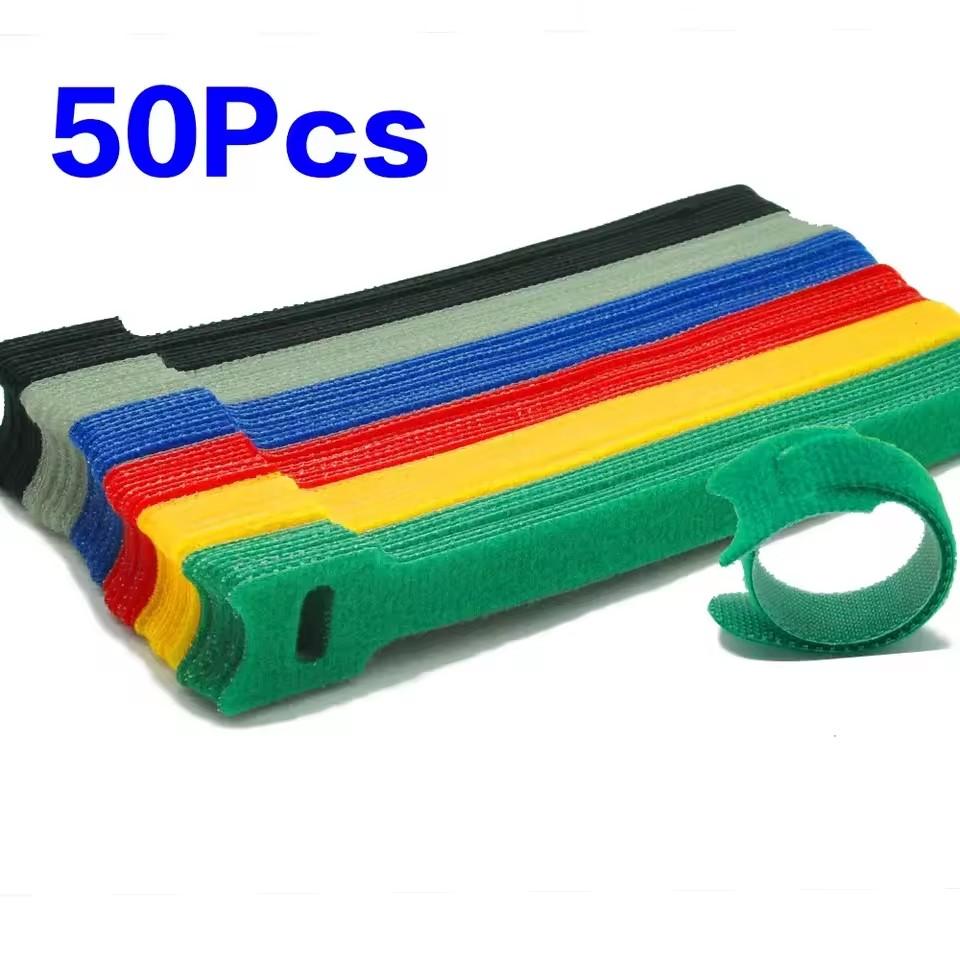 50/200 Pcs Releasable Cable Ties Colored Plastics Reusable Cable ties Nylon Loop Wrap Zip Bundle Ties T-type Cable Tie Wire