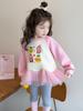 Girls' Spring Cartoon Doll Print Mesh Sweatshirt Dress and Leggings Set